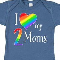 Inktastic volim svoja dva mama - ponos rainbow heart poklon baby boy ili baby girl bodysuit
