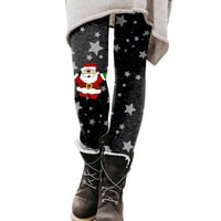 Outfmvch tajice za žene Crne kratke hlače za žene Slatki crtani božićni Santa Print Unutar gama za pantalone