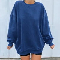 Ženska labava prevelizirana pulover Trendy Fall Spring Solid Boja vrhova dugih rukava majica Crew Crt