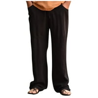 Hanas muške hlače muškarci modni pamučni posteljina plus veličine casual elastičnih džepova za struku