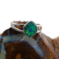 Očaravanje Sterling Silver Australian Black Opal Ring