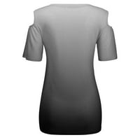 Ženske tačke prugastim vrhovima hladnog ramena bluza Slatka grafička tunika Crewneck majice kratkih