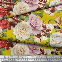 Soimoi Yellow Pamuk poplin tkanina odlazi i ruža cvjetna dekorska tkanina tiskano dvorište široko