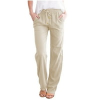 Wendunide casual pantalone za žene posteljina struka pamučne i elastične čvrste hlače izvlačenja dugih