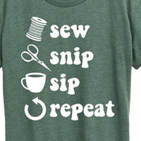 Instant poruka - Sew Snip SIP ponovite - Ženska grafička majica kratkih rukava