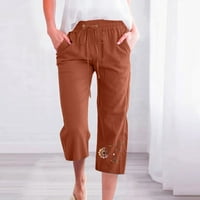 Ženske teretne hlače Ispis elastičnih labavih hlača sa džepom ravne širine nogu pantalone