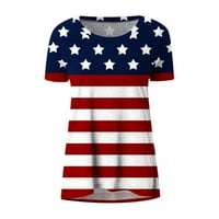 Plus veličine vrhova američke zastave Košulje žene 4. srpnja Tee majica USA Stars Stripes majica Patriotske