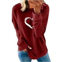 Ženska dukserica dugih rukava, pulover za posadu pulover tina za preveliko srce, ležerna majica opuštena