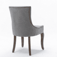 Namještaj, ultra bočna blagovaonica, zadebljane tkanine stolice sa neutralno toniranim nogama od punog drveta, brončanim glavom za nokte, set od 2, siva