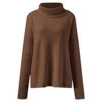 Miayilima beige XXL pulover džemperi za žene džemperi Turtleneck Batwing rukav slobodni džemperi pleteni
