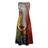 Ljetne haljine za žene Žene Modni ispis Casual kratkih rukava O-izrez Labave haljine dužine gležnja