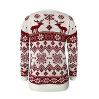 Žredni džemper sa žitom pletenom džemper s dugim rukavima Slim Reindeer Prilagođeni pulover Jumper Womens