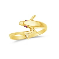 14k žuto zlato CZ CUBIC cirkonija Fanconian Modni dupinski prsten veličine 4