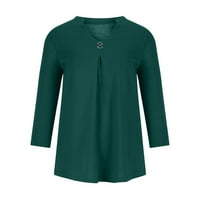 Oalirro tunički vrhovi za žene V izrez cvjetni bluze za dugih rukava za žene casual armiju zelena