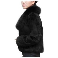 SNGXGN Ženske zimske kapute bez mamane jakne Topli kaput vrhovi krznene kapute za žene, crna, veličina