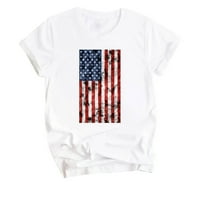 Košulje za žene Ljeto casual grafika 4. majica kratkih rukava Crewneck American Flag Print Basic Tees