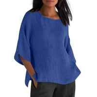 Ženske ženske modne obrežene rukave naljepnice za lakiranje okruglih vrata pamučna labava majica Bluza