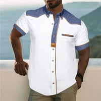 Muška majica Muška modna casual majica džep za šivanje traper majice kratkih rukava za muškarce