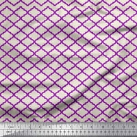 Soimoi Purple Rayon tkanina Quaterfoil Damask Tkanina za ispis pored dvorišta