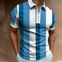 Muška proljetna ljetna casual šaldown retkarska majica s kratkim rukavima TOP bluza plava + xxl