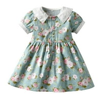 Cacomomrk Pi Toddler Girls Princess haljina za uklanjanje retro tiskanih rukava za rukave