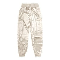 DRPGUNLY ženske hlače satenske elastične pojačane pantalone za struk Ležerne hlače Y2K hlače pantalone
