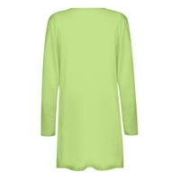 Puntoco Plus Veličina čišćenja ženske pune boje dugih rukava bluza sa džepnim kardiganom zelenom 6