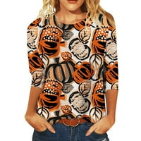 Ženska majica za rukav Halloween Graphic Print casual labav rad Tunika vrhovi Ginger XL