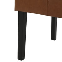 Studio Percival Savremene T-ubodne stolice za ručavanje, set od 6, konjac Brown Fau kože i espresso