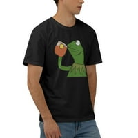Muškarci Frog Pipping Tea_ Službena košulja Summer Crew vrat Ležerne prilike kratkih rukava majice X-Veliki