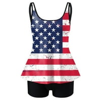 TUMMMIJA Kontrola kupaćih odijela za žene Dan nezavisnosti Američki 4. juli Ispis Strappy Back Set Beachdress