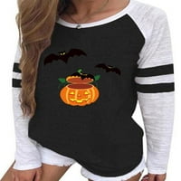 Veličina Žene Žene Halloween T-majice Pumpkin Bat Print Dugi rukav Crew vrat Ležerne prilike TEE Bluze