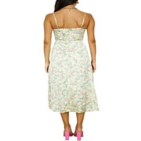Lamuusaa Ženska haljina za snimku, špageta trake bez leđa čipkasti patchwork cvjetni print midi haljina