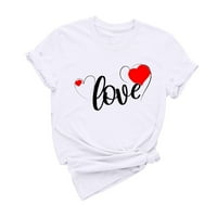Zodggu Spremi velike košulje za žene za žene Crew vrat poklone Love Heart Print kratkih rukava Valentines