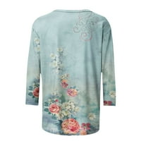 Vrhovi s dugim rukavima za ženska modna tiskana majica na srednjim rukavima Bluza okrugli vrat casual