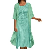 LisingTool haljine za žene Ženska moda i slobodno vrijeme Elegantna ispisana šifonska haljina Dvije