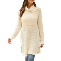 Ženski džemperi padaju jesen i zimski pulover Turtleneck Loose Mid Duljina Pleteni gornji džemper