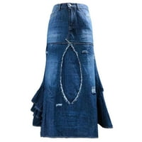 Ženske suknje Casual High Squik Traper Slim Fit Line Jean Maxi suknje za žene