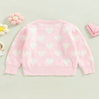 XKWYSHOP KIDS DICY DUGOVER DUWEARE Slatko srce Print pletiva džemper za jesen i zimske ružičaste godine