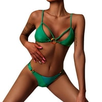 Žene Ženske prstene kontrastne šivanje čipkasti kupaći kostim bikini Push up Dvodijelni kupaći kostimi