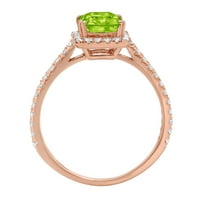 1. CT Sjajni smaragdni rez Clear Simulirani dijamant 18k Rose Gold Halo Solitaire sa Accenting prstenom