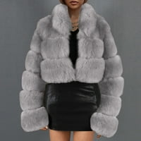 Zimski kaputi za žene tople fluffne krznene jakne obrezane jakna Parka Odjeća od pune boje Sharpe Fuzzy