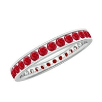 Vječni prsten sa okruglim rezanim laboratorijama stvorio je Ruby za žene, 14k bijelo zlato, SAD 9.00