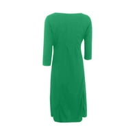 Ženske haljine ispisani okrugli dekolte A-line srednje dužine modne haljine ljetne rukave zelena 3xl