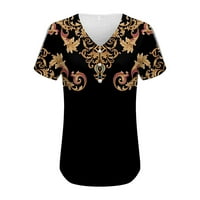 Amousa ženski modni modni print V-izrez kratkih rukava od tiskane majice za žene T ženske majice