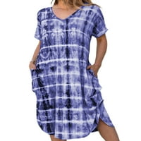 Hait ženske haljine s kratkim rukavima s rukavske haljine haljina ljetnog ljetnog gradijent ispisa šareno