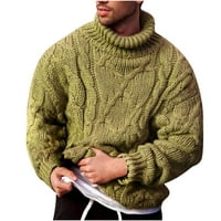 Muška modna zimska pletena džemper plus veličina Solid boja Visoki vrat Pulover dugih rukava Ležerne prilike za hodanje na otvorenom Green M