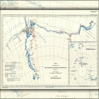 24 x36 Galerija, antarktička karta ekspedicija Victoria Zemlja i kralja Edwarda VII Zemlja, Antarktika