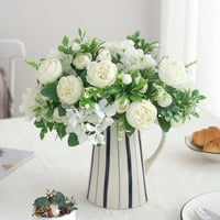 Lierteer glava svilena božura umjetna lažna cvijeća gomila buket kućica za vjenčanje dekor zabave, bijeli