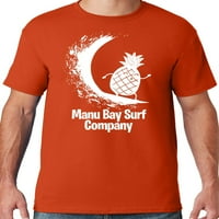 Mens Manu Bay Surf Company White Surfanje Ananas majica, srednja spaljena narandžasta
